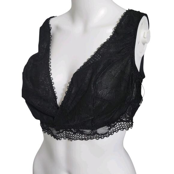 NEW SOMA Plus Size Intimates Black XX-LARGE Embraceable Plunge Lace Bralette - Picture 3 of 11